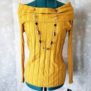 INC Off-Shoulder Ribbed Sweater